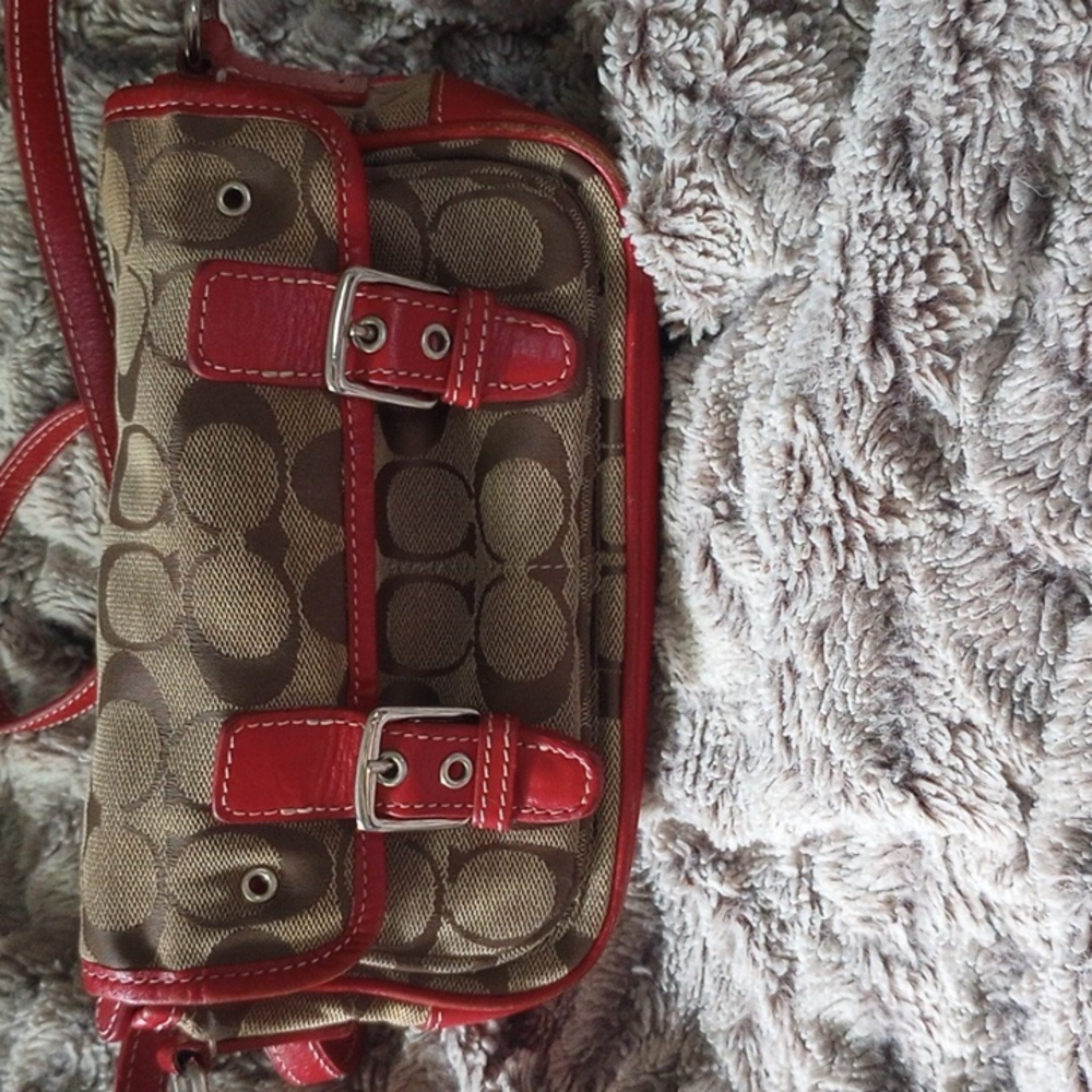 Coach orange Leather Sling Bag